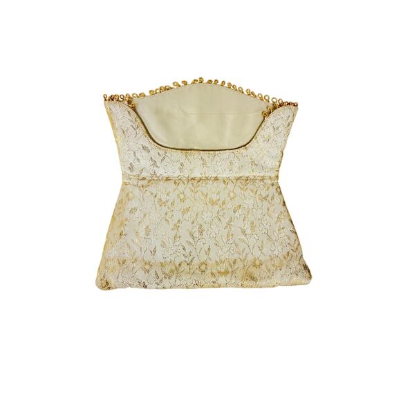 Dorset Rex 1950's Champagne Gold Brocade MCM Clutch Purse with Mirror - Picture 5 of 10